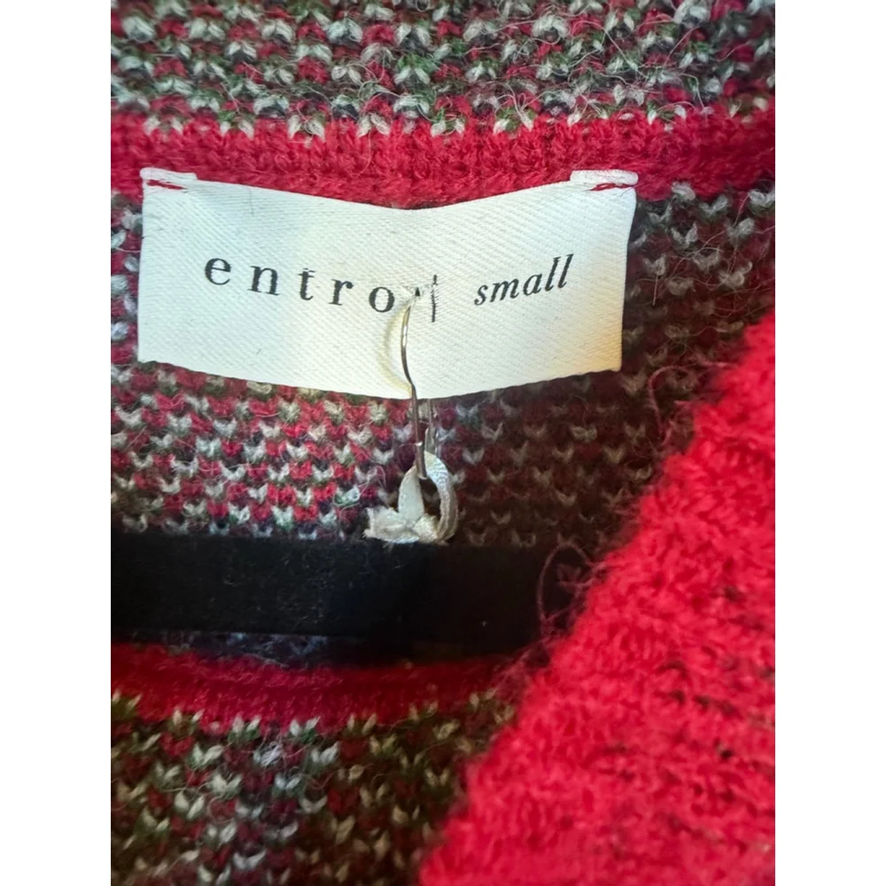Entro Holiday Plaid Knit Sweater in Red Size S